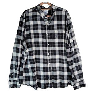 OLD NAVY Black White Plaid Button Front Long Sleeve Slim Fit Shirt Men Size XXL